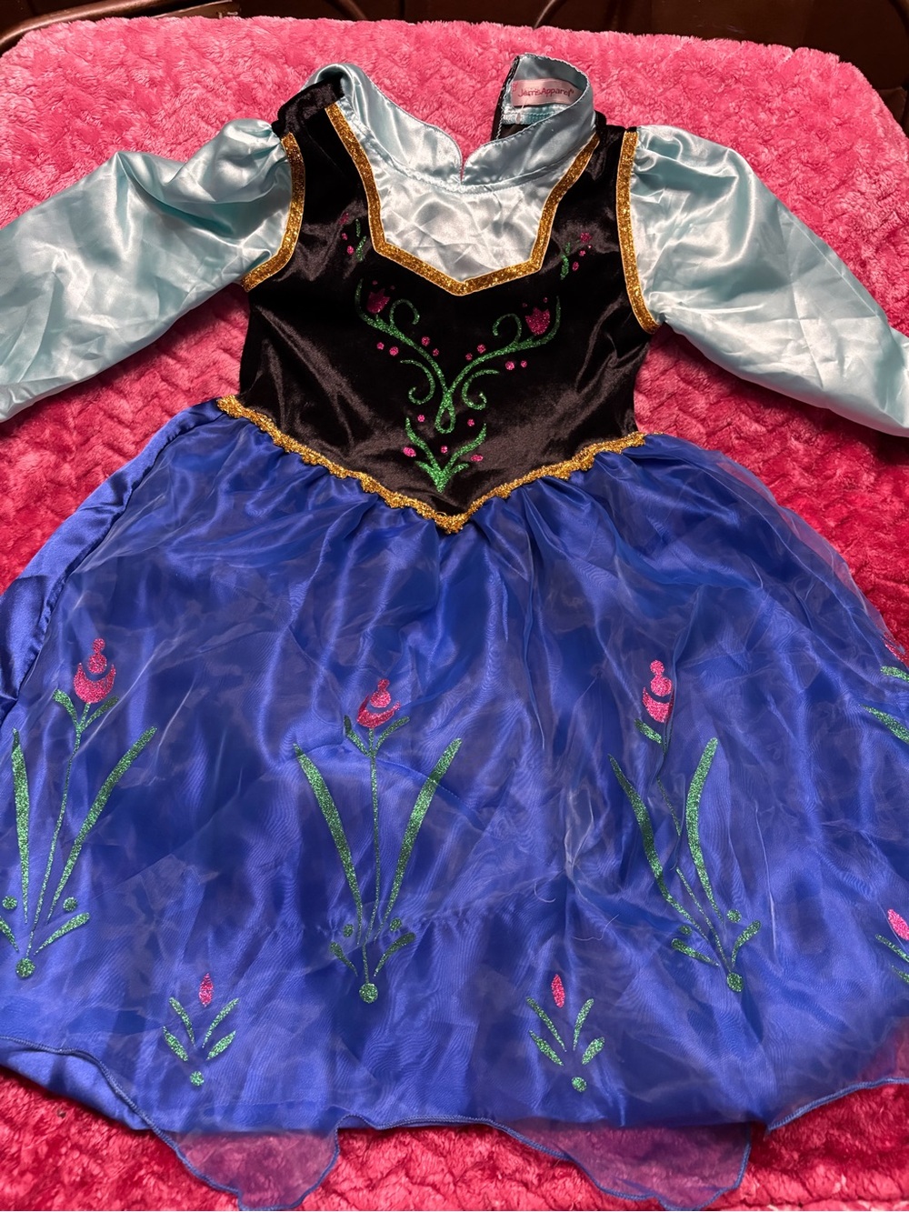 Girls' Princess Blue & Black Dress-Up Costume with Light Blue Sleeves